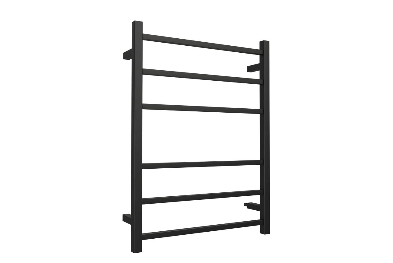 LINSOL SPIRIT 6 BAR HEATED TOWEL RAIL MATTE BLACK 800MM