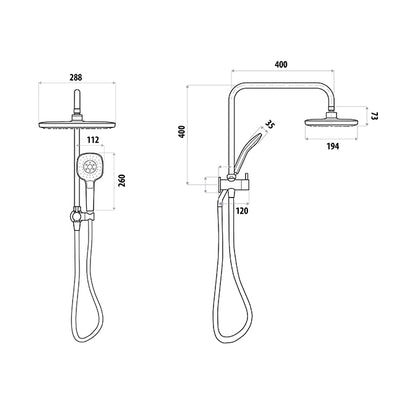 LINKWARE SELF CLEANING TWIN SHOWER SQUARE CHROME