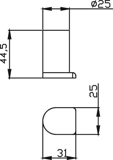 TAPART SLEEK ROBE HOOK BRUSHED NICKEL 44MM