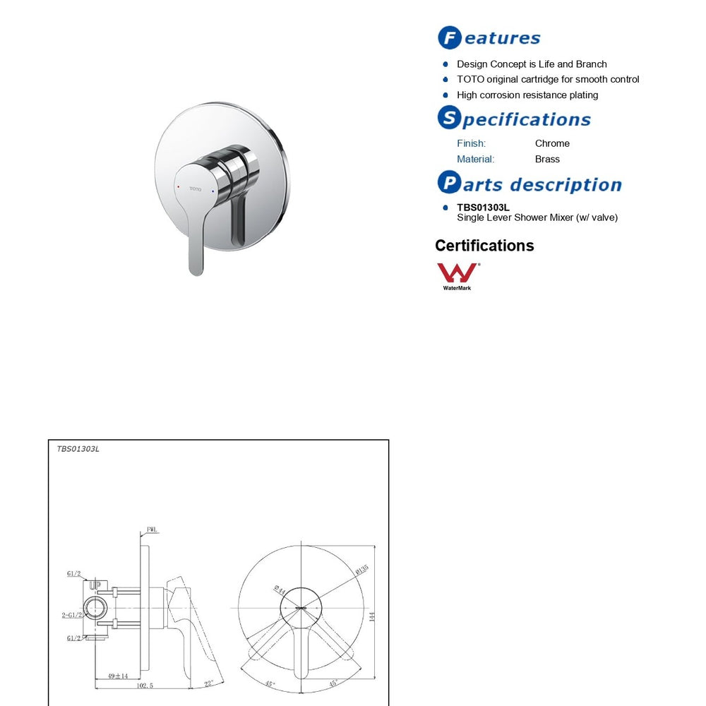 TOTO LB WALL MIXER CHROME