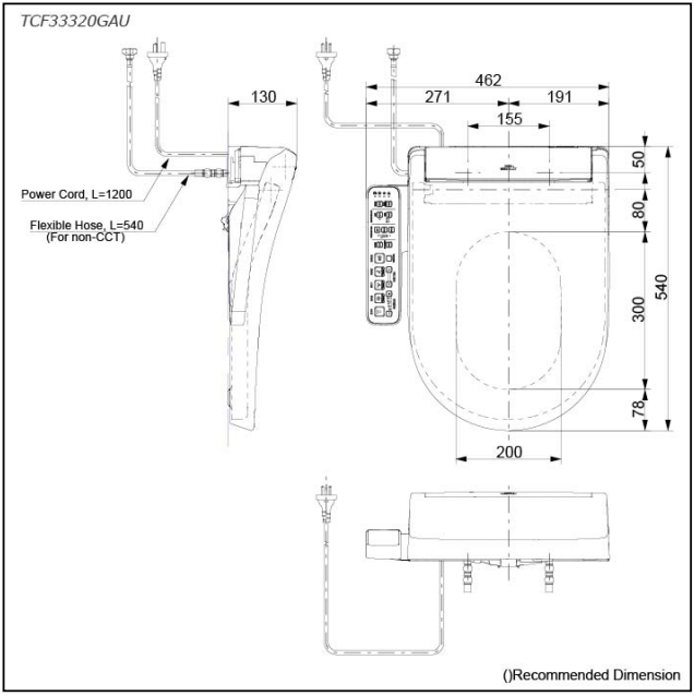 TOTO S2 WASHLET W/ SIDE CONTROL (D-SHAPED)