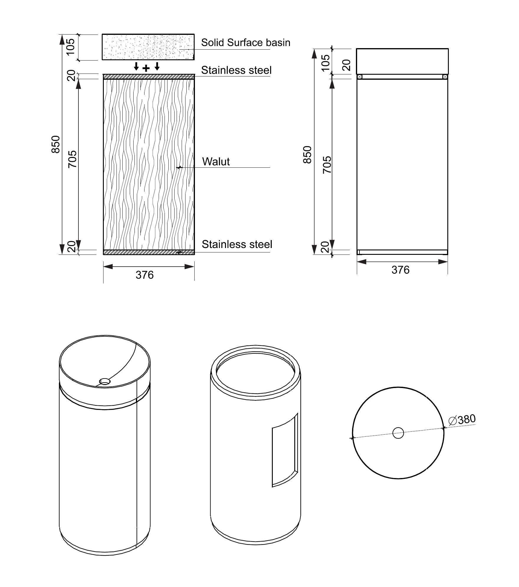 BEL BAGNO TESORO FREESTANDING PEDESTAL BASIN CHROME 380MM X 850MM