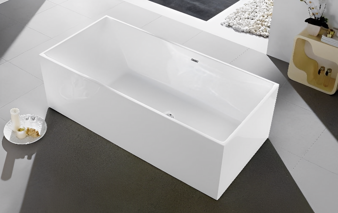 POSEIDON THEO BACK TO WALL BATHTUB GLOSS WHITE (AVAILABLE IN 1480MM AND 1690MM)