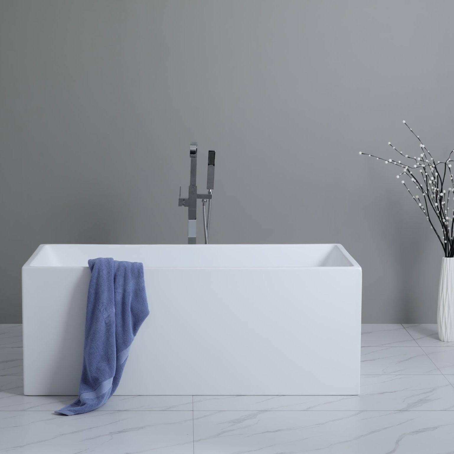 POSEIDON THEO BACK TO WALL BATHTUB GLOSS WHITE (AVAILABLE IN 1480MM AND 1690MM)