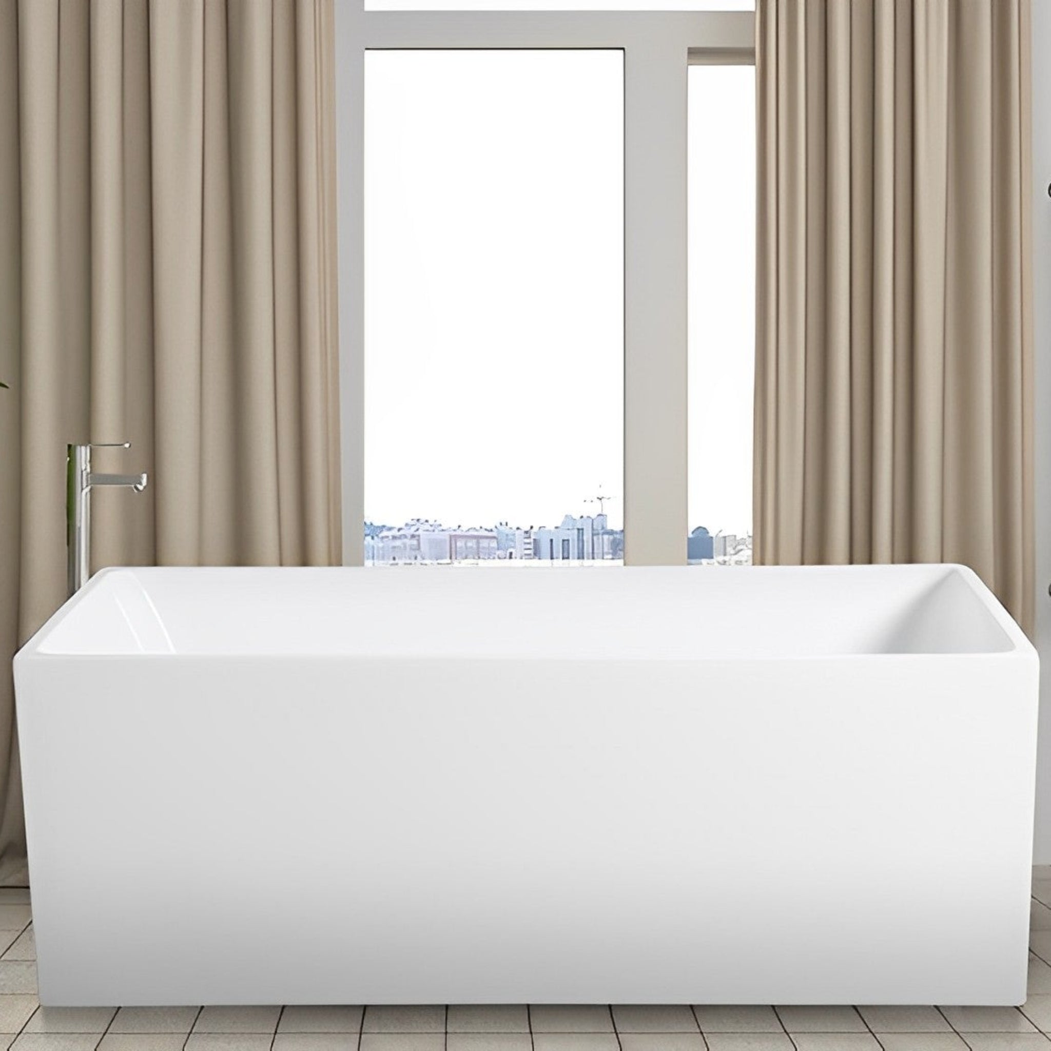 POSEIDON THEO BACK TO WALL BATH NON OVERFLOW GLOSS WHITE 1500MM