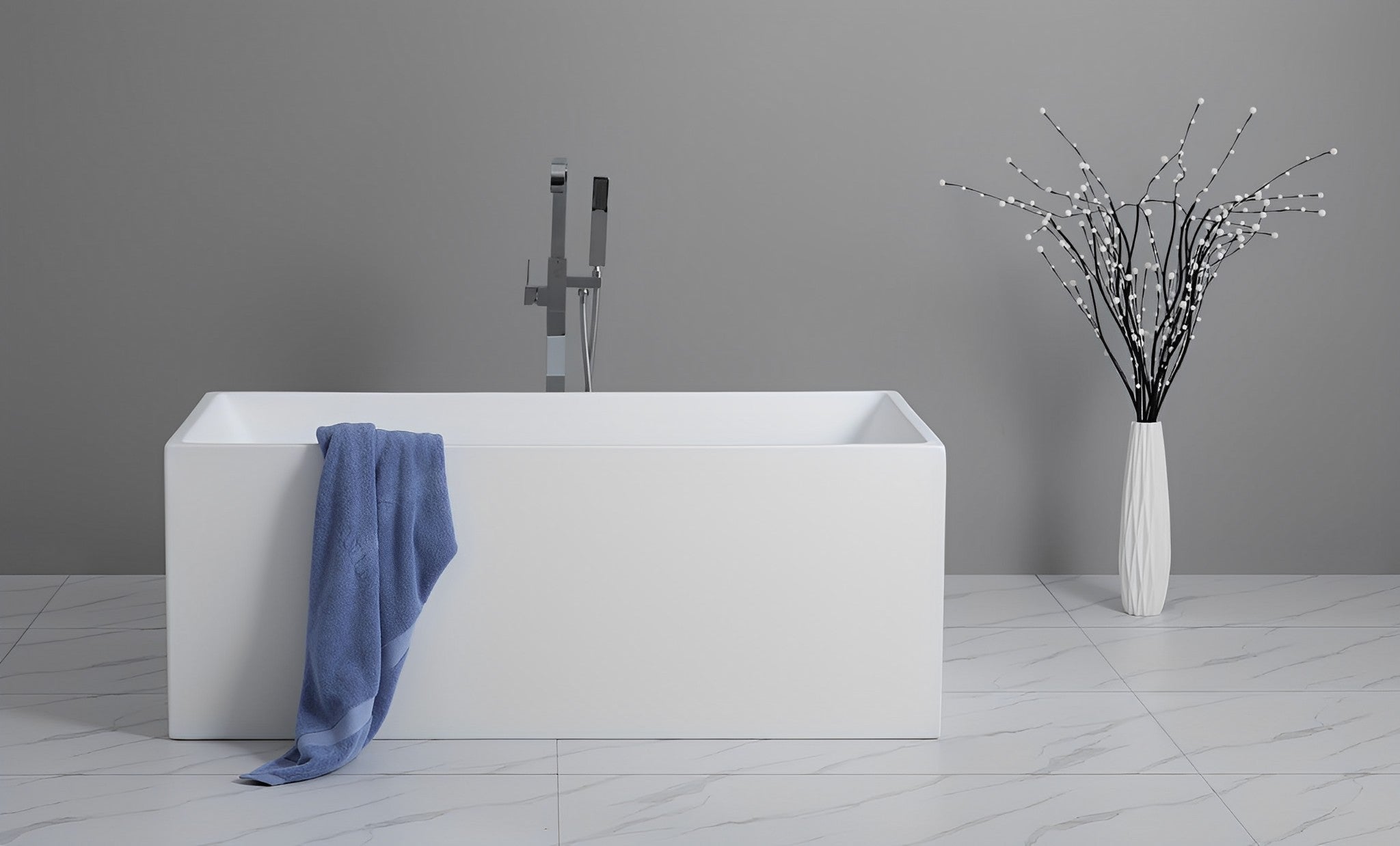 POSEIDON THEO BACK TO WALL BATH NF MATTE WHITE (AVAILABLE IN 1500MM AND 1700MM)