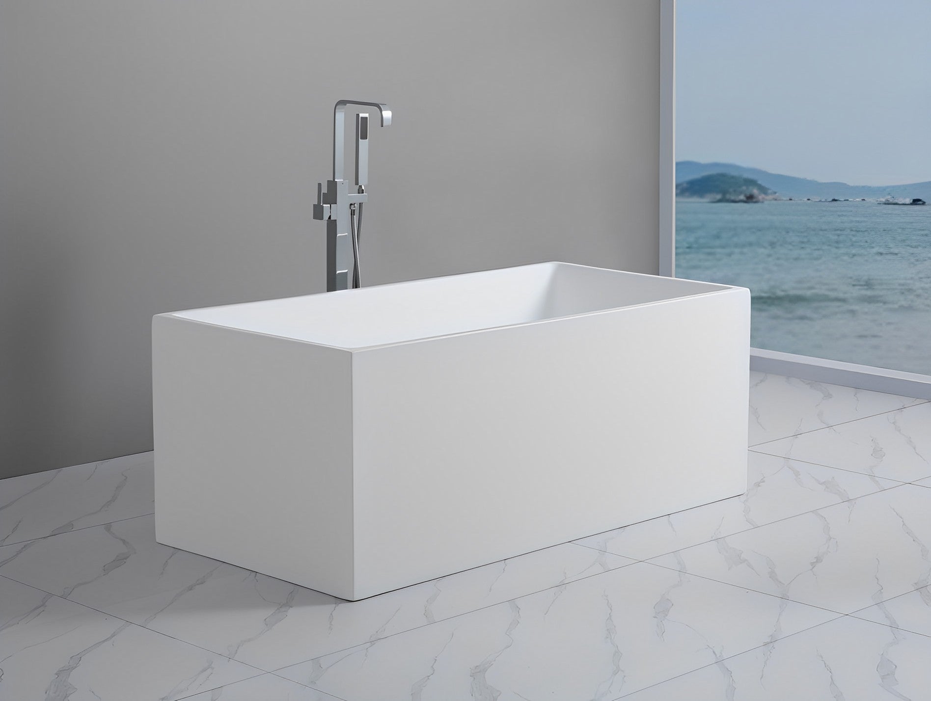 POSEIDON THEO BACK TO WALL BATH NF MATTE WHITE (AVAILABLE IN 1500MM AND 1700MM)