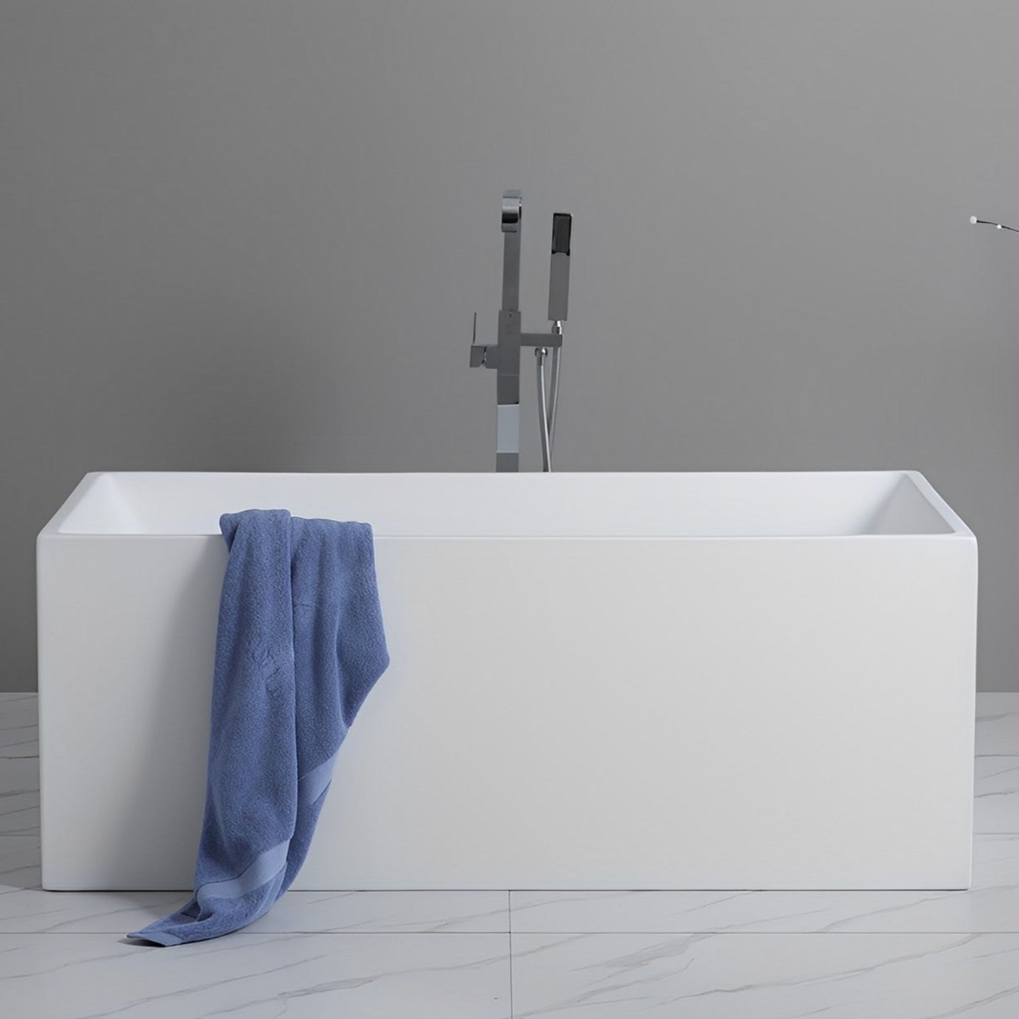 POSEIDON THEO BACK TO WALL BATHTUB NON OVERFLOW MATTE WHITE (AVAILABLE IN 1400MM, 1500MM AND 1700MM)