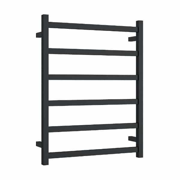 THERMOGROUP MATTE BLACK SQUARE LADDER HEATED TOWEL RAIL 800MM