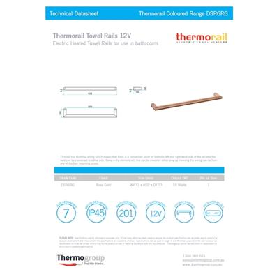 THERMOGROUP ROUND SINGLE BAR HEATED TOWEL RAIL 632MM BLACK