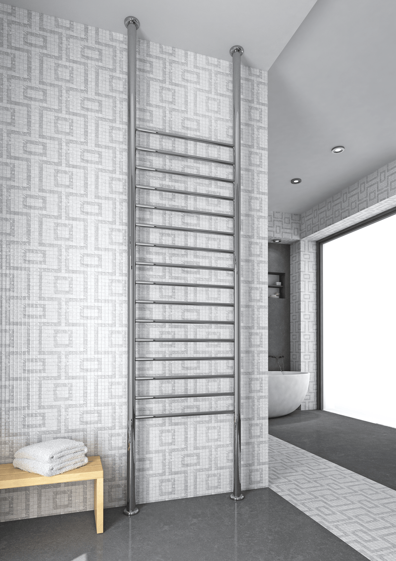 THERMOGROUP FC70R STRAIGHT ROUND FLOOR TO CEILING HEATED TOWEL RAIL 3000MM