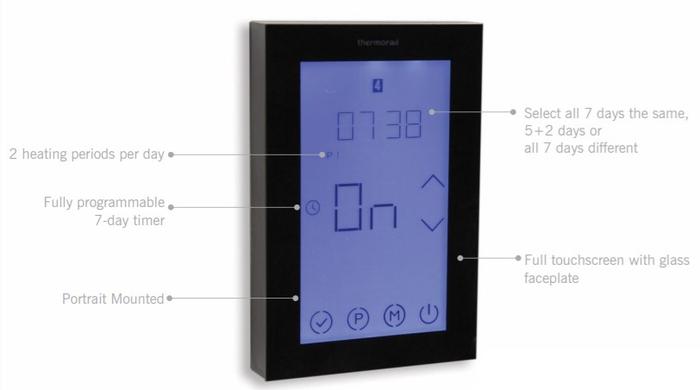 THERMOGROUP TRTS TOUCH SCREEN 7 DAY TIMER 25MM (AVAILABLE IN WHITE AND BLACK)