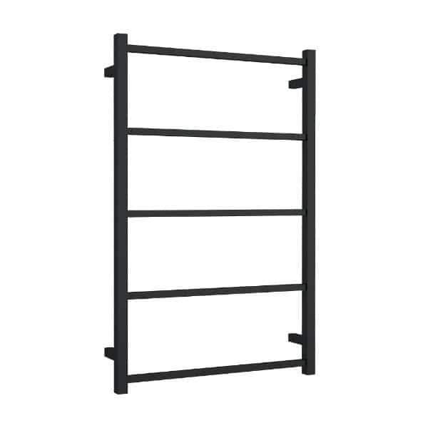 THERMOGROUP MATTE BLACK SQUARE NON-HEATED LADDER TOWEL RAIL 650MM