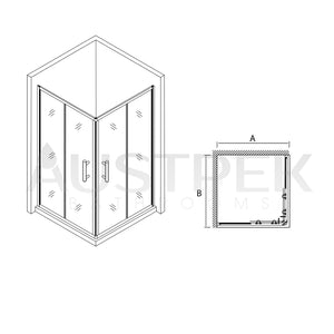 BTH FRAMED SLIDING DOOR SQUARE CORNER SHOWER SCREEN BLACK