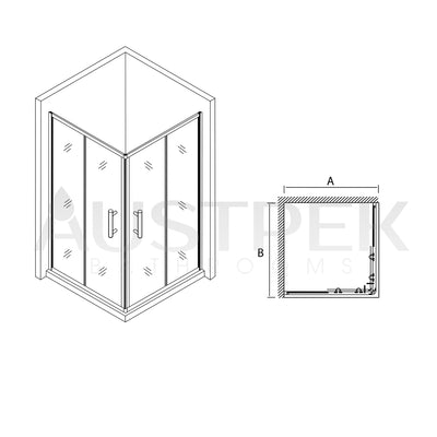 BTH FRAMED SLIDING DOOR SQUARE CORNER SHOWER SCREEN CHROME