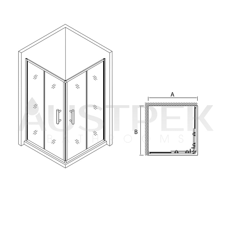 BTH SLIDING DOOR SQUARE CORNER SHOWER SCREEN CHROME