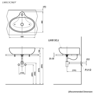 TOTO LE MUSE CONSOLE LAVATORY WHITE