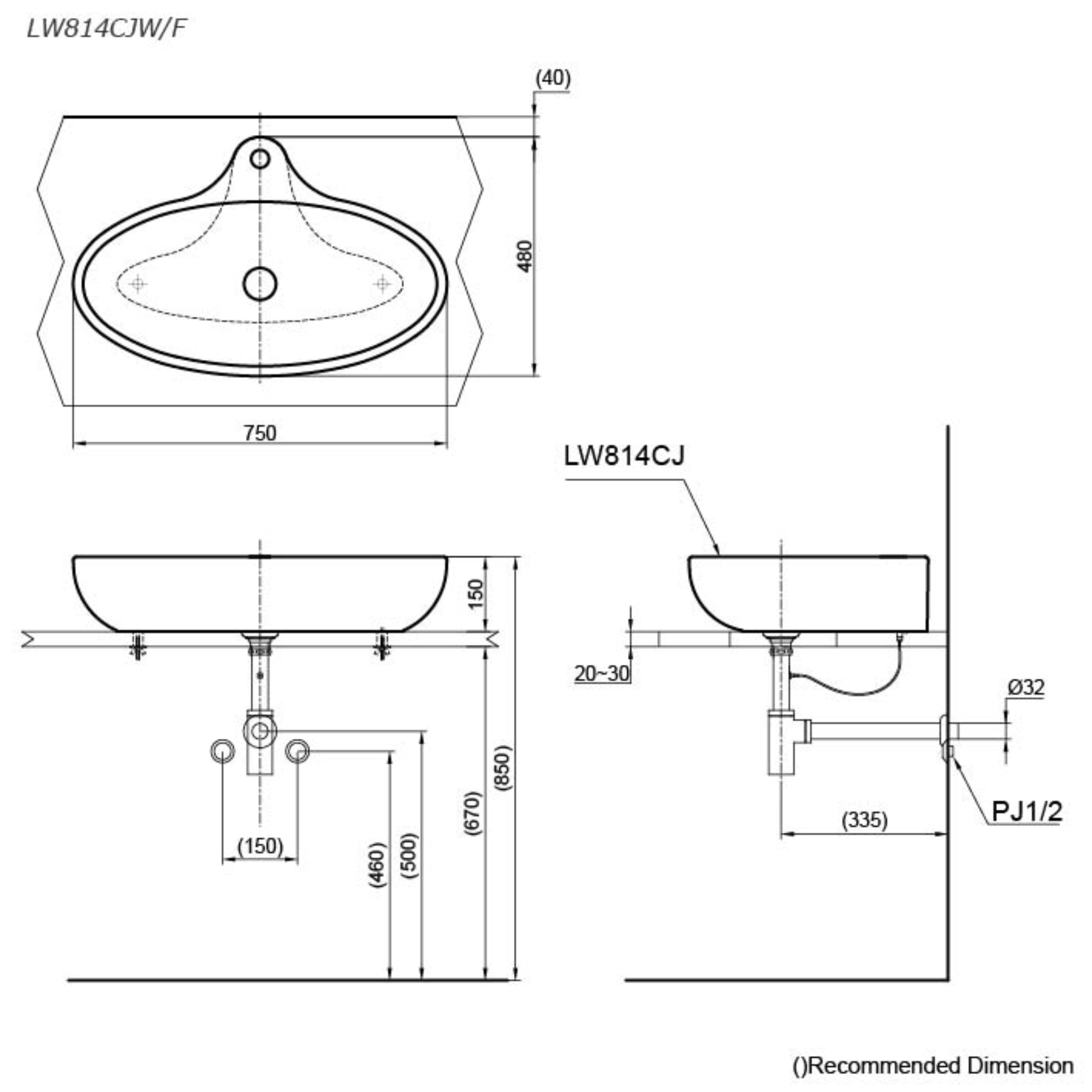 TOTO LE MUSE LAVATORY WITH BRACKET WHITE