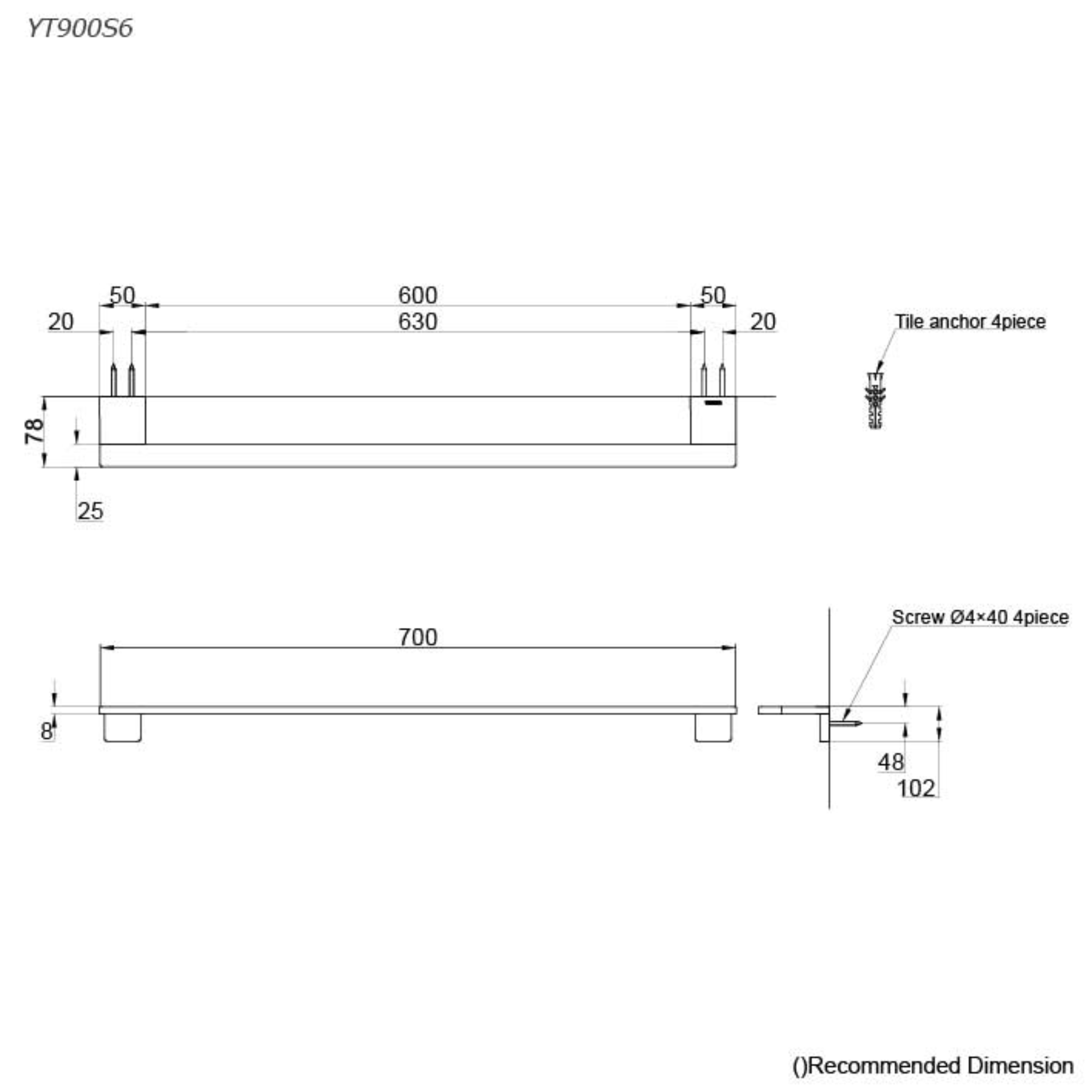 TOTO NEOREST LE NON-HEATED TOWEL BAR