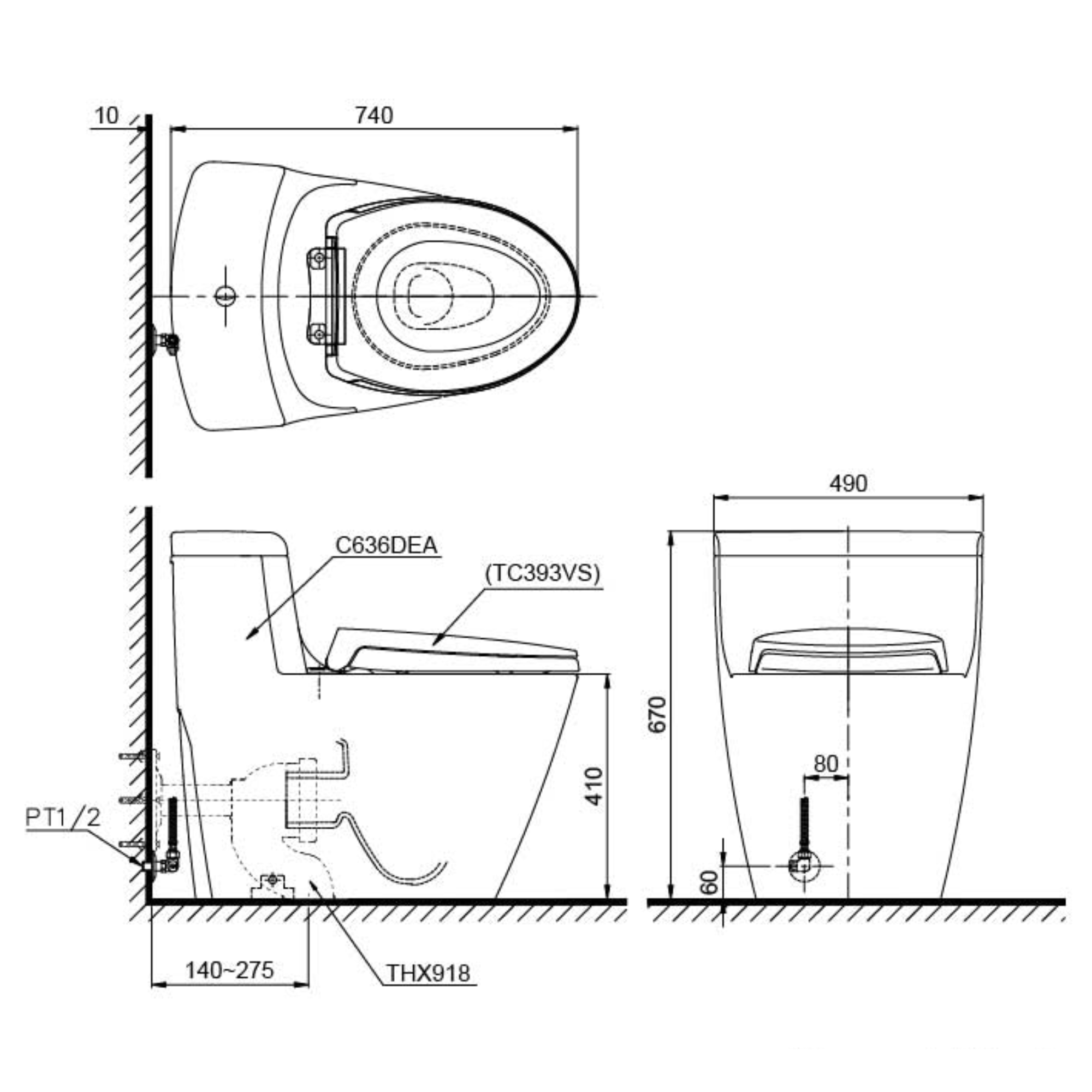 TOTO ONE-PIECE TOILET SUITE GLOSS WHITE