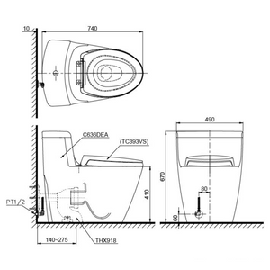TOTO ONE-PIECE TOILET SUITE GLOSS WHITE