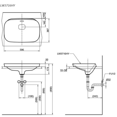 TOTO SELF-RIMMING LAVATORY WHITE
