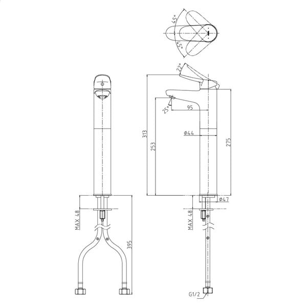 TOTO LF TALL BASIN MIXER CHROME