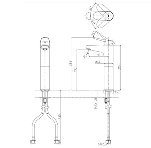 TOTO LF SEMI TALL BASIN MIXER 253MM CHROME