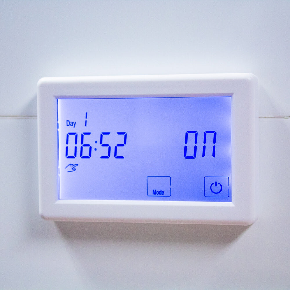 RADIANT HEATING STANDARD HORIZONTAL/VERTICAL DUAL TIMER/THERMOSTAT WHITE 120MM