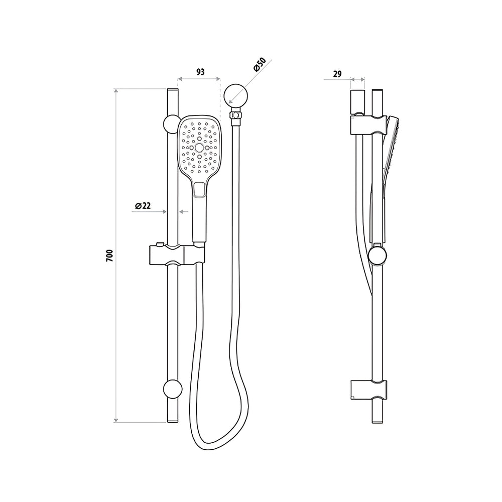 LINKWARE HUNTINGWOOD HAND SHOWER ON RAIL CHROME