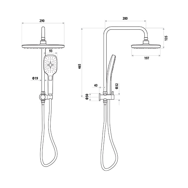 LINKWARE HUNTINGWOOD TWIN SHOWER MATTE BLACK