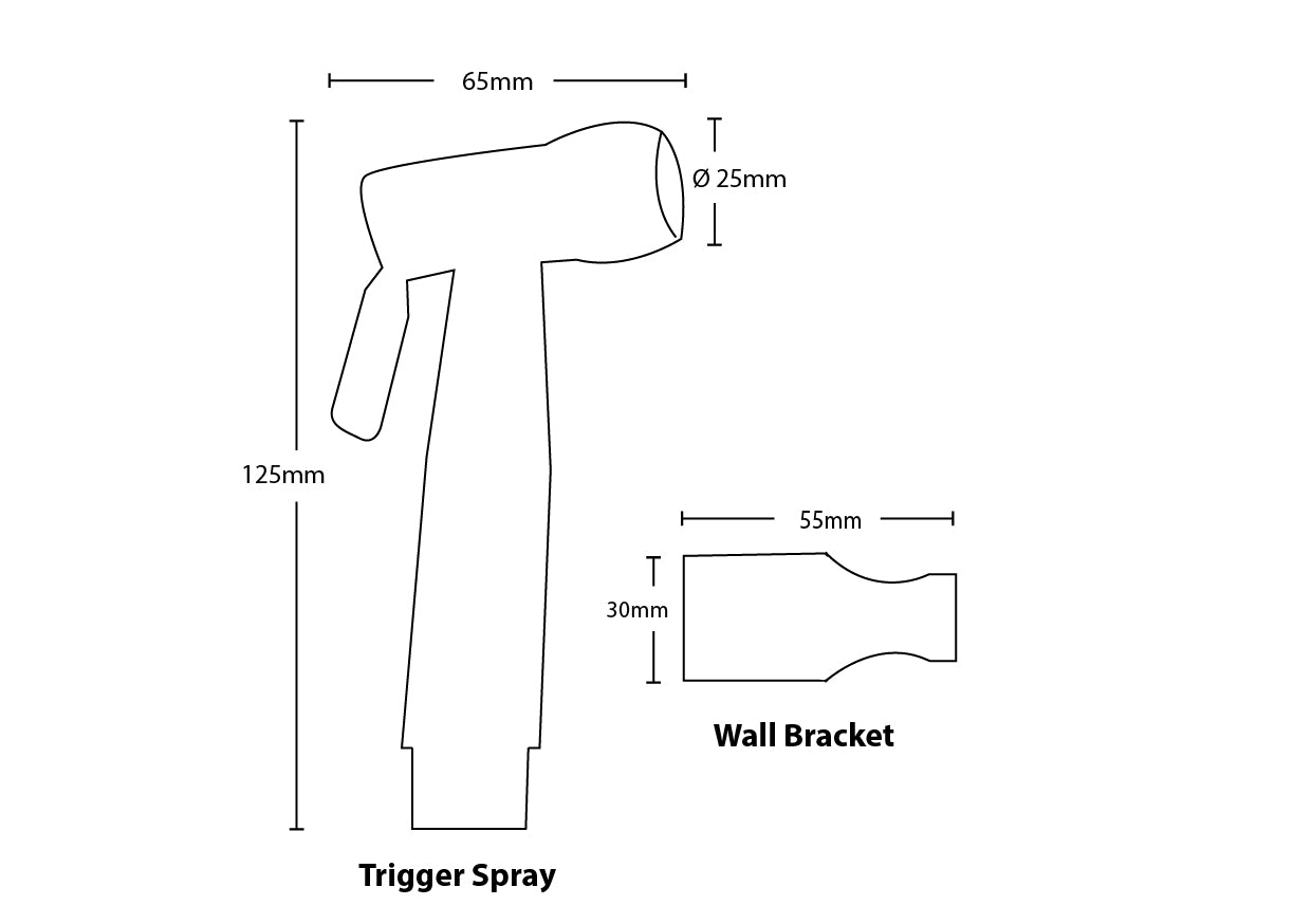 LINKWARE TRIGGER SPRAY WITH REINFORCED HOSE & DUAL MINI CISTERN COCK WHITE 1200MM