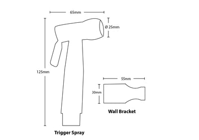 LINKWARE TRIGGER SPRAY WITH REINFORCED HOSE AND DUAL MINI CISTERN COCK 1200MM MATTE BLACK