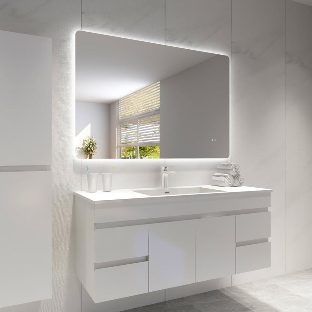 POSEIDON RECTANGLE BACKLIT LED MIRROR 3 COLOUR LIGHTS 1200X800MM
