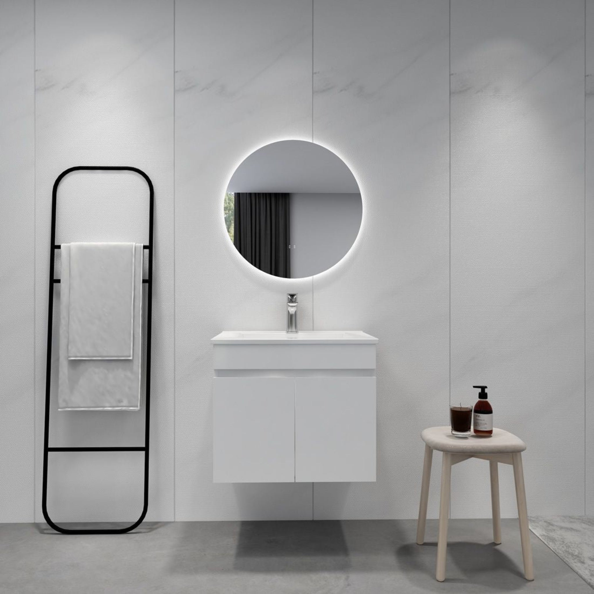 POSEIDON ROUND BACKLIT LED MIRROR 3 COLOUR LIGHTS 600X600MM