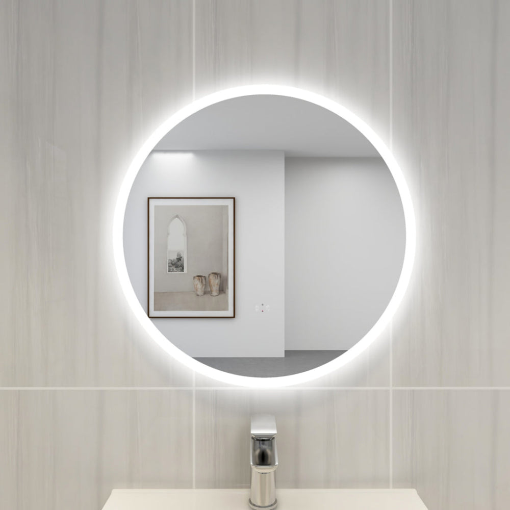 POSEIDON ACRYLIC ROUND BACKLIT LED MIRROR 3 COLOUR LIGHTS 600X600MM