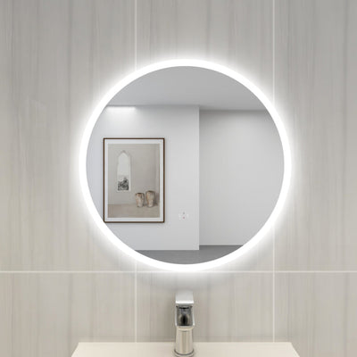 POSEIDON ACRYLIC ROUND BACKLIT LED MIRROR 3 COLOUR LIGHTS 600X600MM