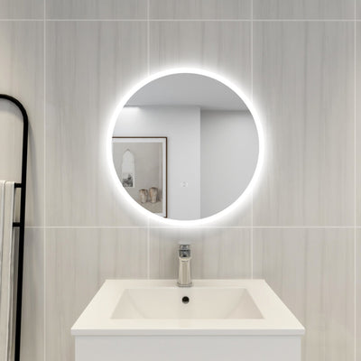 POSEIDON ACRYLIC ROUND BACKLIT LED MIRROR 3 COLOUR LIGHTS 600X600MM