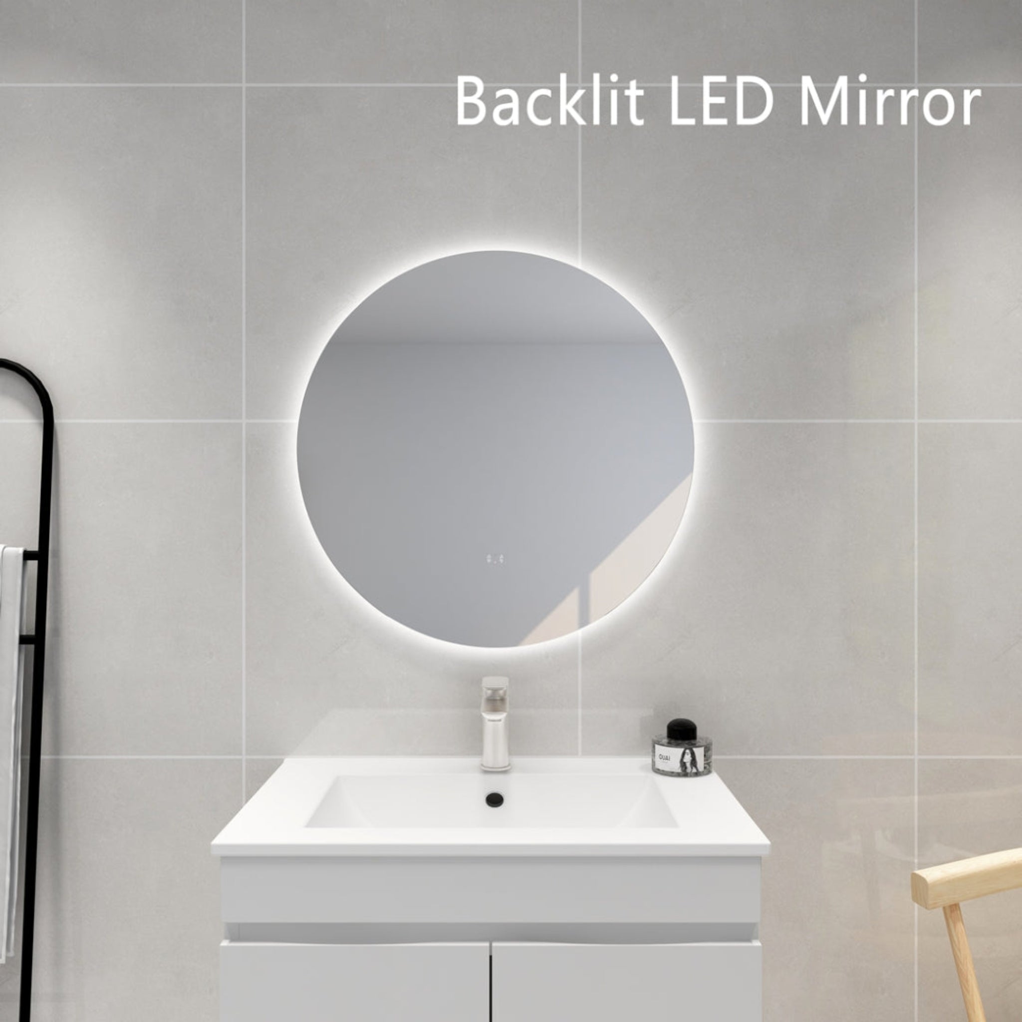POSEIDON ROUND BACKLIT LED MIRROR 3 COLOUR LIGHTS 700X700MM