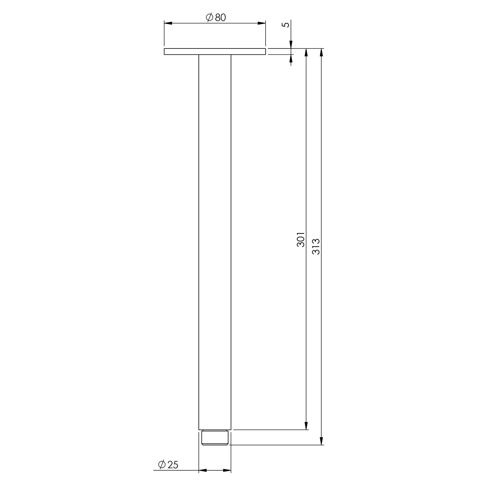 PHOENIX VIVID CEILING ARM CHROME 300MM