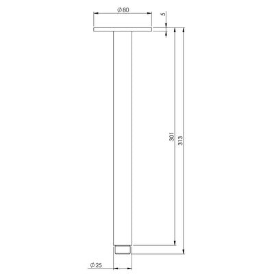 PHOENIX VIVID CEILING ARM 300MM BRUSHED NICKEL