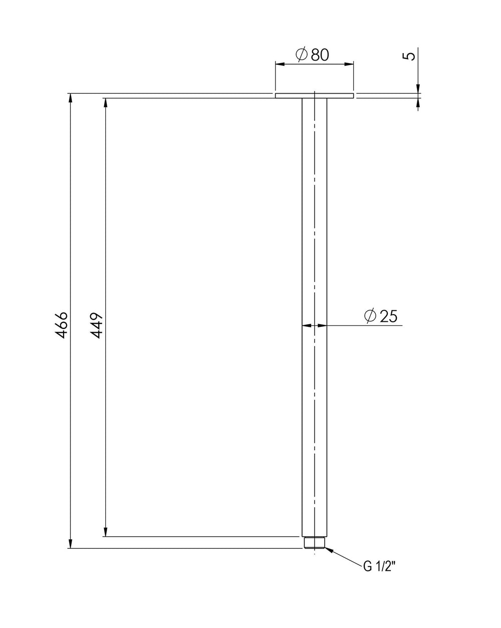 PHOENIX VIVID CEILING ARM 450MM CHROME