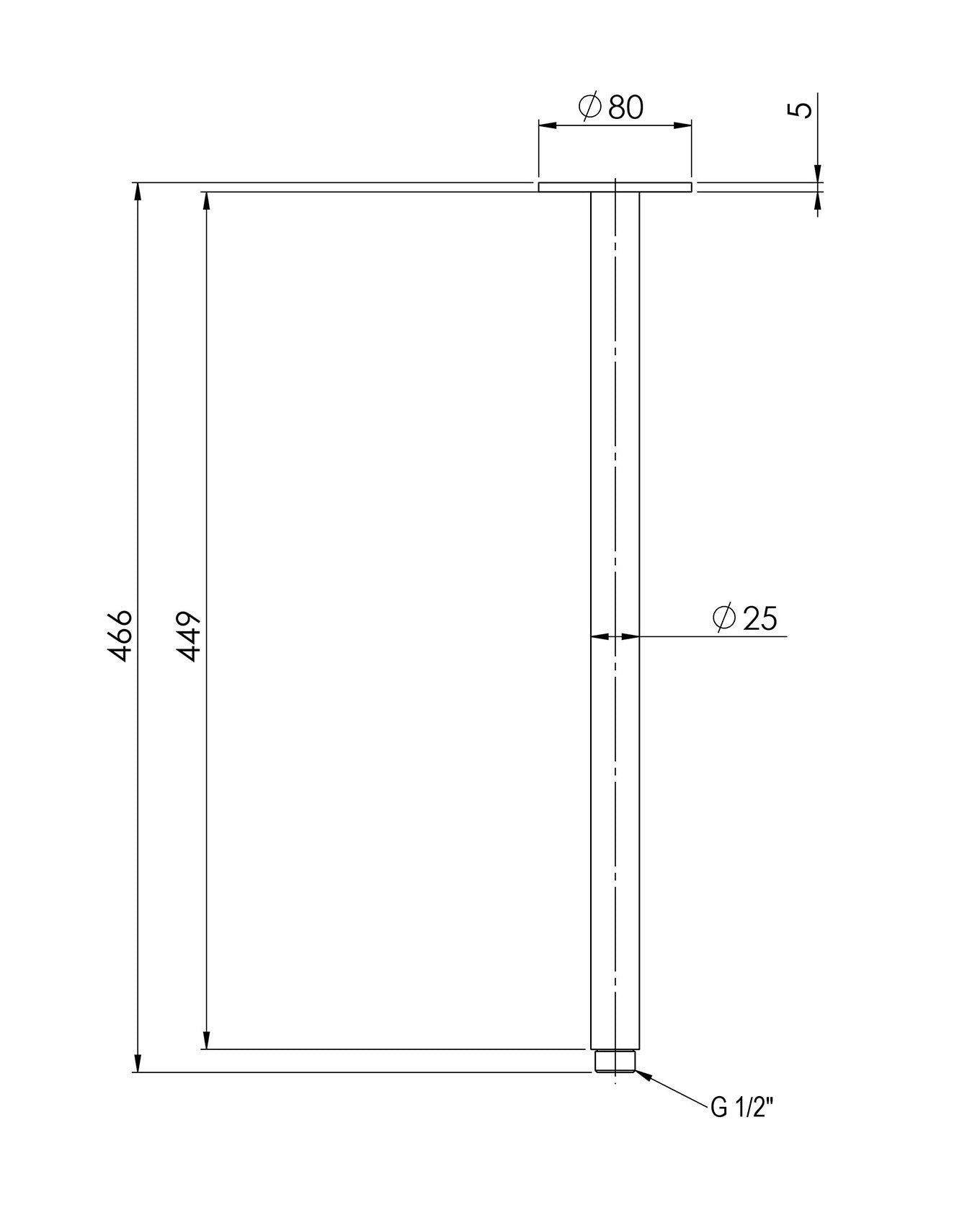 PHOENIX VIVID CEILING ARM CHROME 450MM