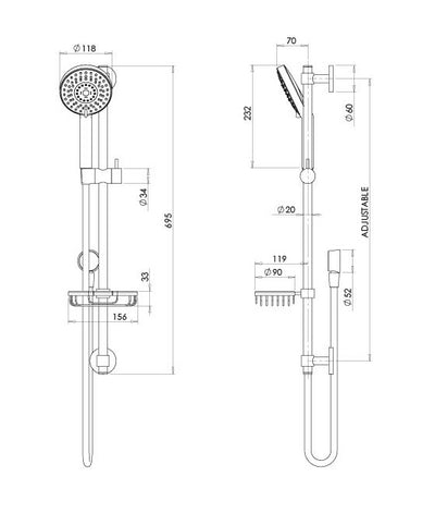 PHOENIX VIVID PREMIUM RAIL SHOWER CHROME