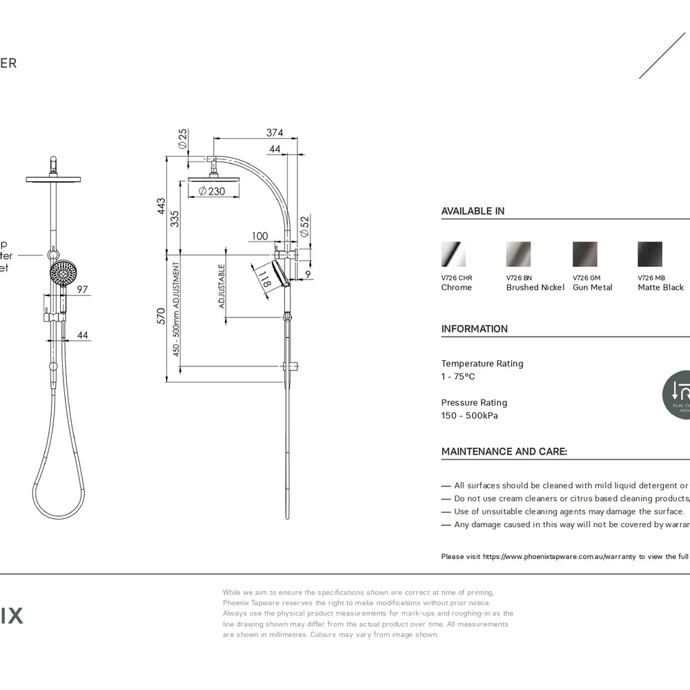 PHOENIX VIVID TWIN SHOWER BRUSHED NICKEL