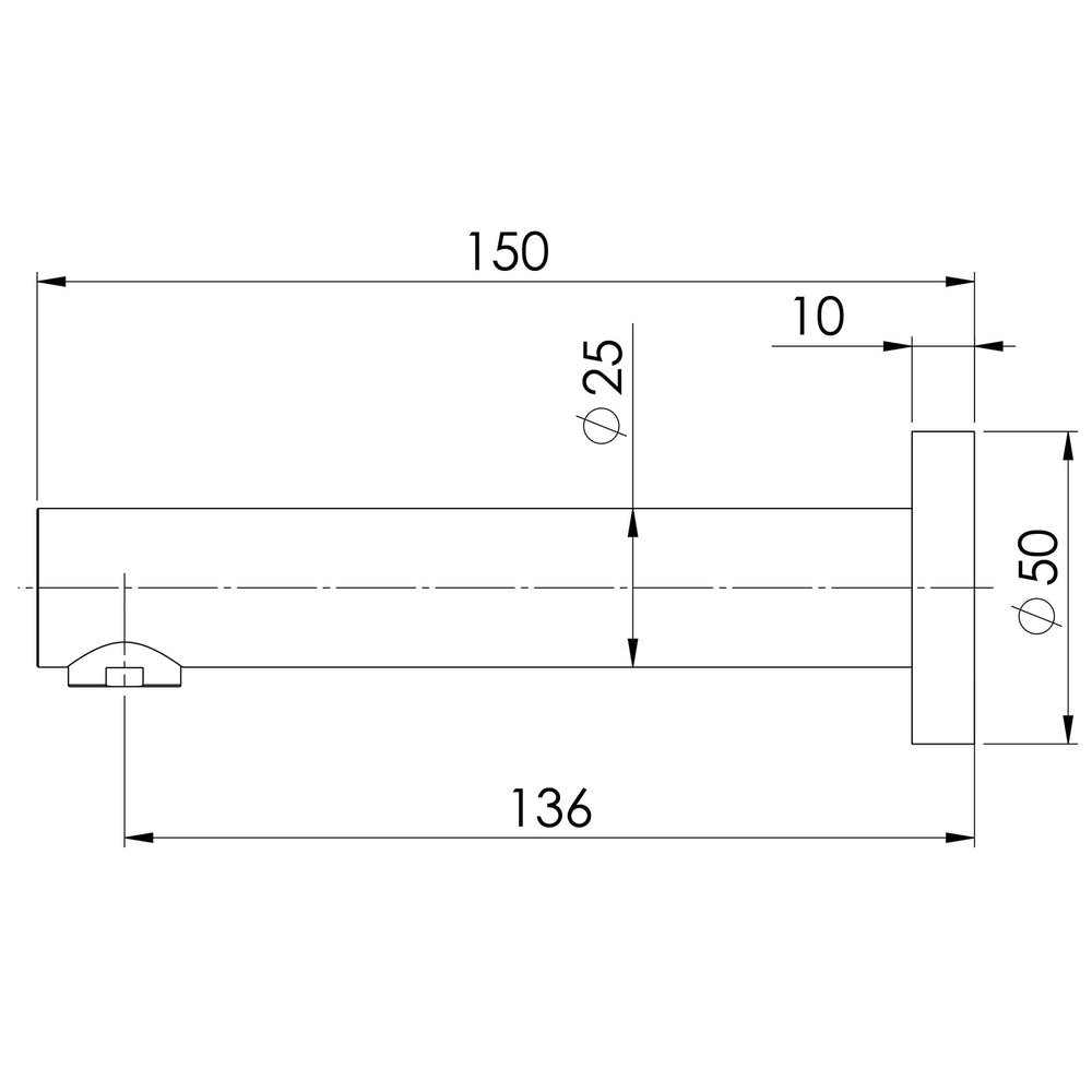 PHOENIX VIVID WALL BATH OUTLET 150MM CHROME