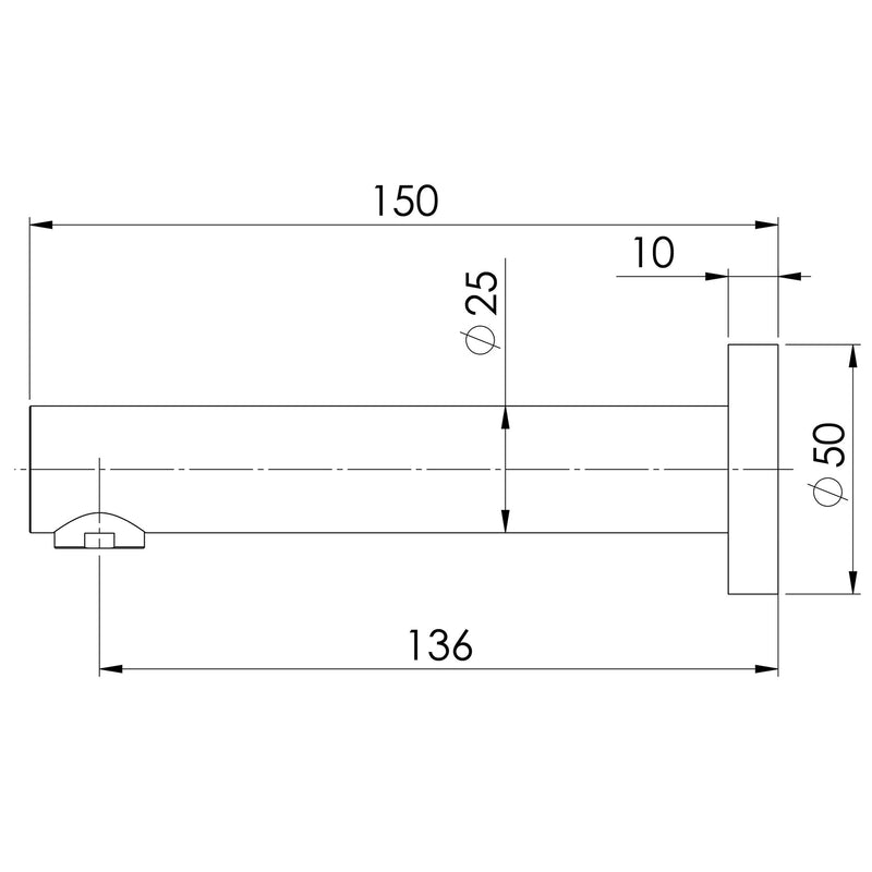 PHOENIX VIVID WALL BATH OUTLET 150MM CHROME