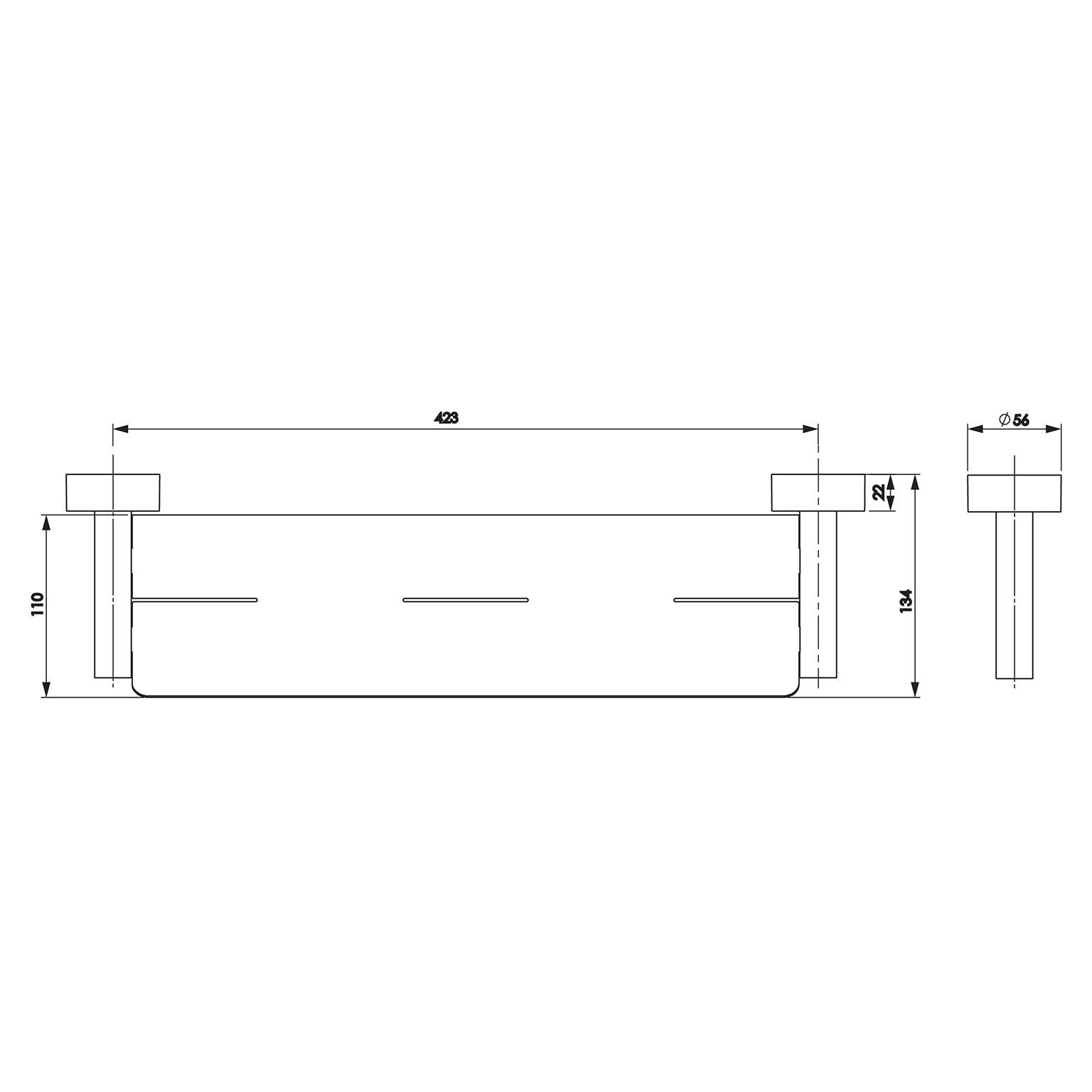 PHOENIX VIVID METAL SHELF CHROME 423MM