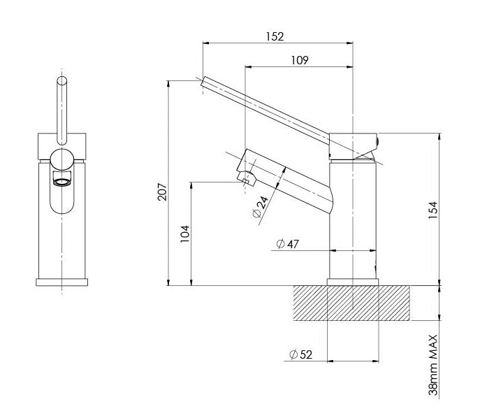 PHOENIX VIVID BASIN MIXER EXTENDED LEVER CHROME