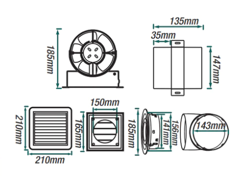 VENTAIR SHOWER LIGHT & EXHAUST KIT WHITE